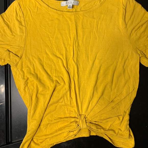 Bright Mustard-Yellow Fitted Tee With Tie In Front - Picture 1 of 3